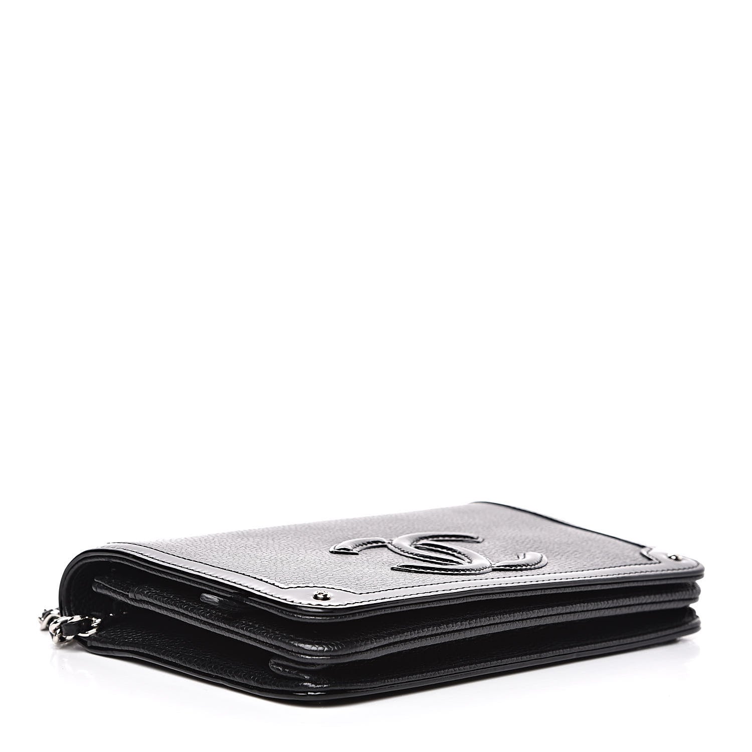 Chanel Caviar Patent CC Wallet On Chain WOC Black 4 of 14