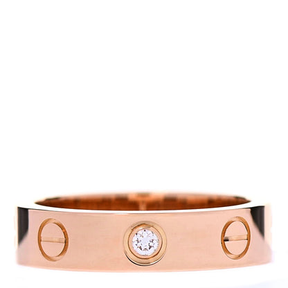 Cartier 18K Pink Gold Diamond 4mm LOVE Wedding Band Ring 46 3.75 1 of 5