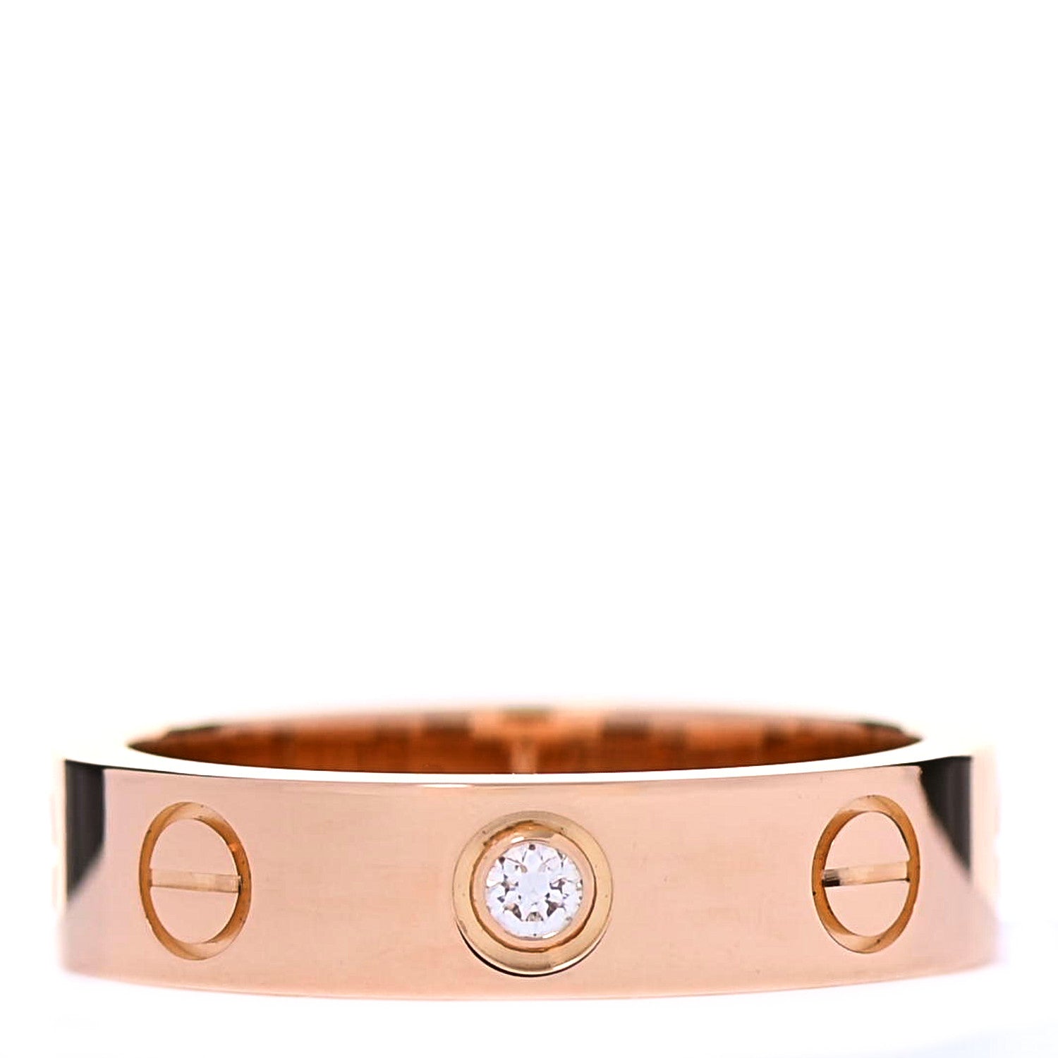 Cartier 18K Pink Gold Diamond 4mm LOVE Wedding Band Ring 46 3.75 1 of 5