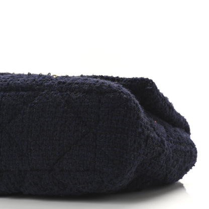 Chanel Tweed Quilted Large Chanel 19 Flap Navy Blue 10 of 10