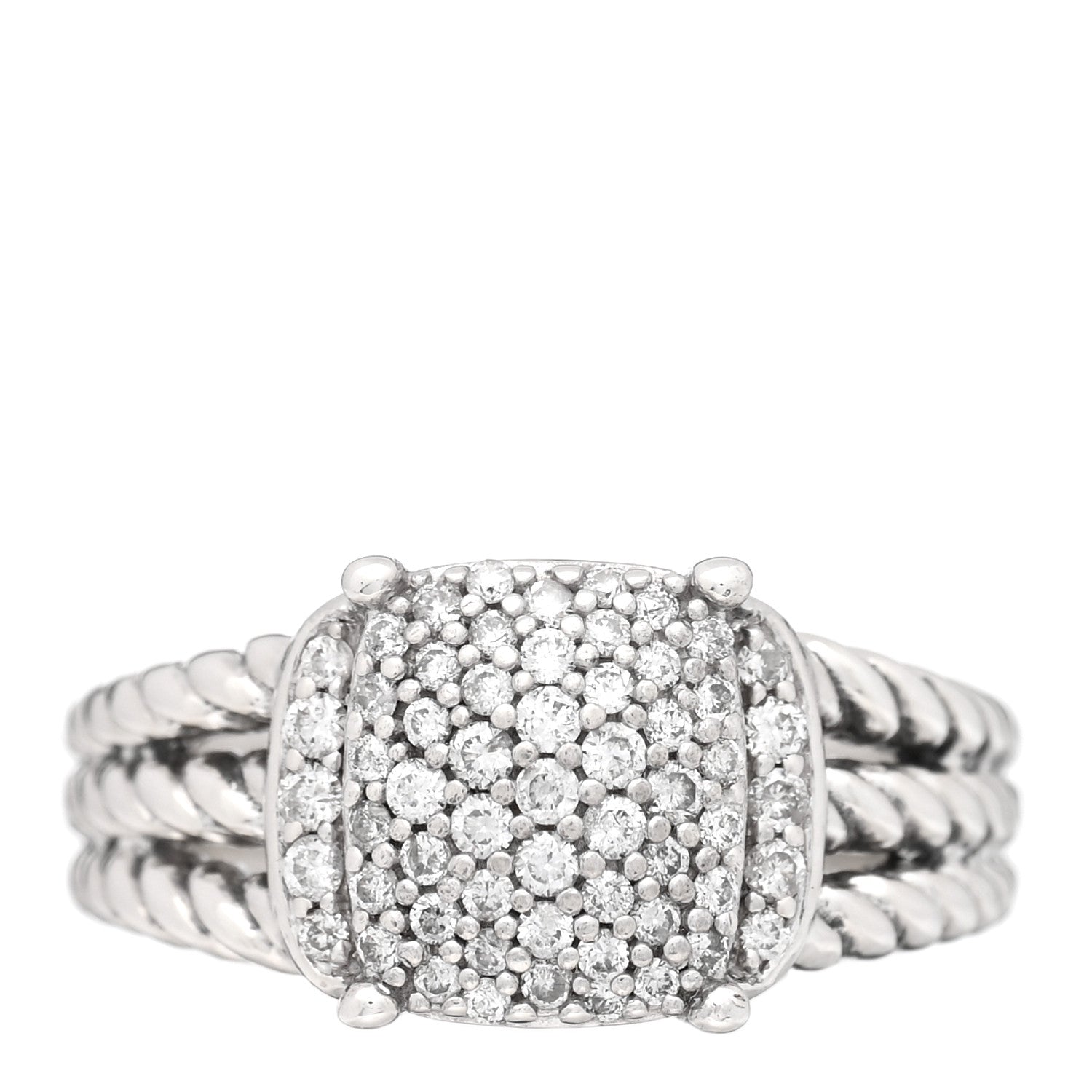 David Yurman Sterling Silver Diamond 10mm Petite Wheaton Ring 52 6 1 of 4