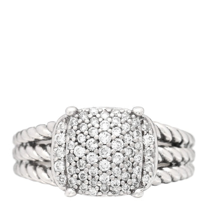 David Yurman Sterling Silver Diamond 10mm Petite Wheaton Ring 52 6 1 of 4
