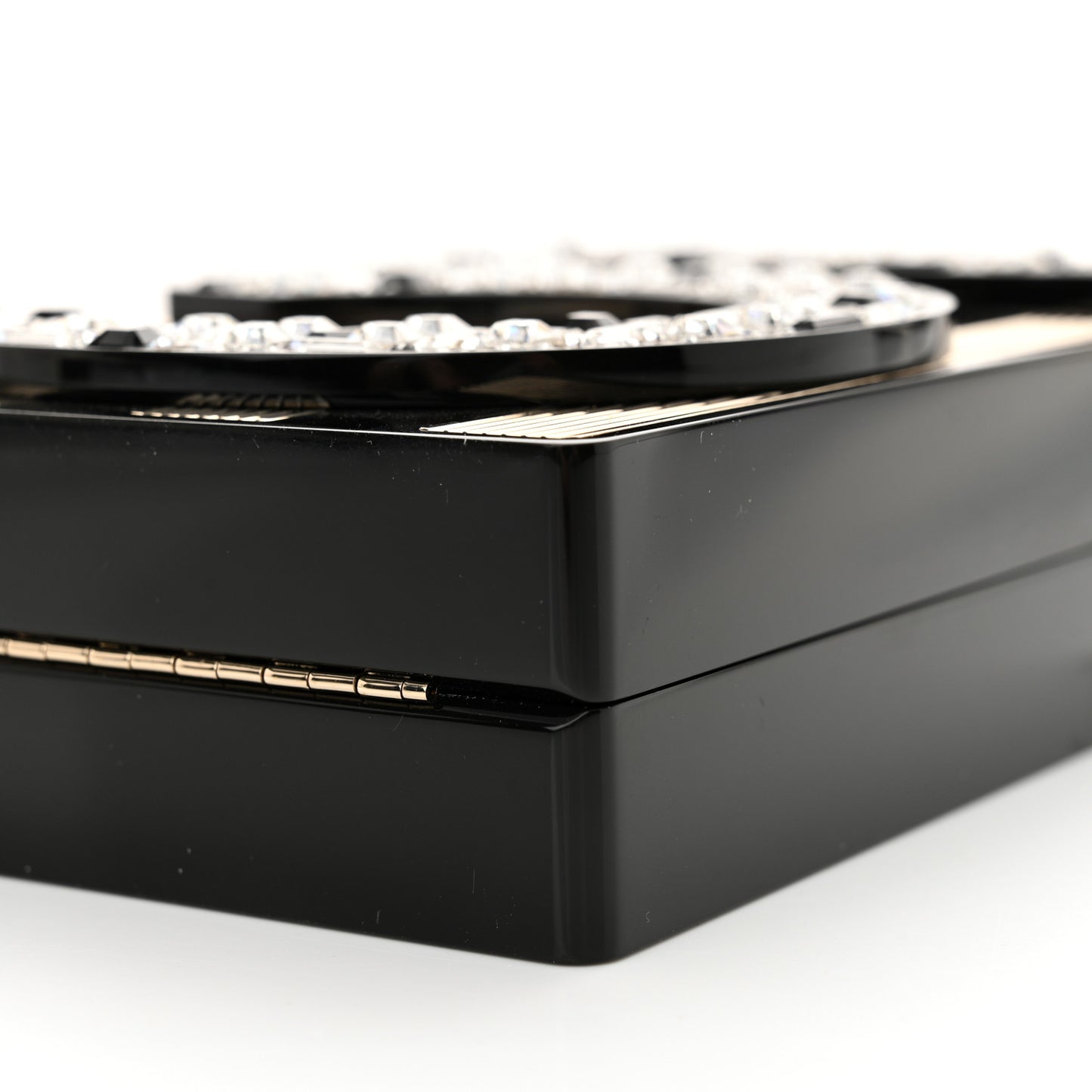 Plexiglass Strass Mosaic No 5 Minaudiere Clutch Black Gold