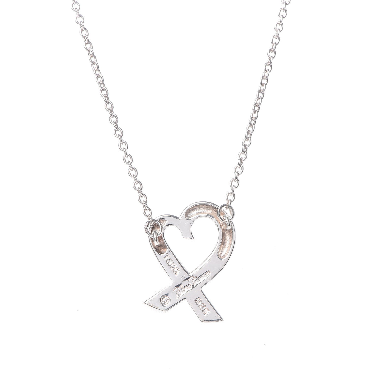 Tiffany Sterling Silver Small Paloma Picasso Loving Heart Pendant Necklace 4 of 6
