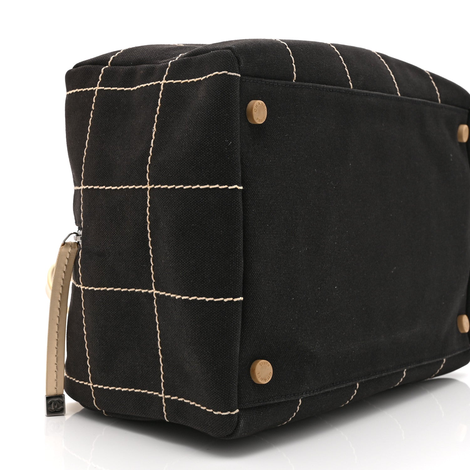 Chanel Canvas Square Stitched CC Boston Bag Black 10 of 11