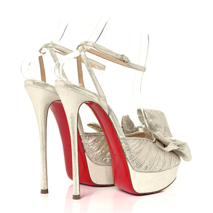 Christian Louboutin Chiffon Lame Bow Artydiva 120 Platform Sandals 37 Gold 3 of 7