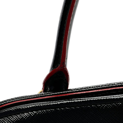 Prada Saffiano Vernice Small Promenade Tote Black Rosso 12 of 13
