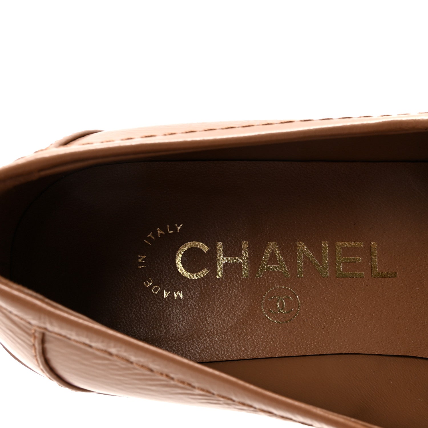 Chanel Crumpled Lambskin Quilted CC Turnlock Moccasins 37 Dark Beige 8 of 10
