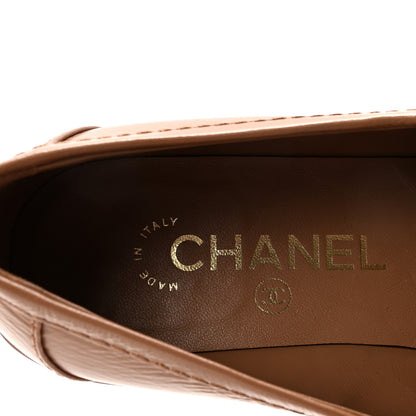 Chanel Crumpled Lambskin Quilted CC Turnlock Moccasins 37 Dark Beige 8 of 10