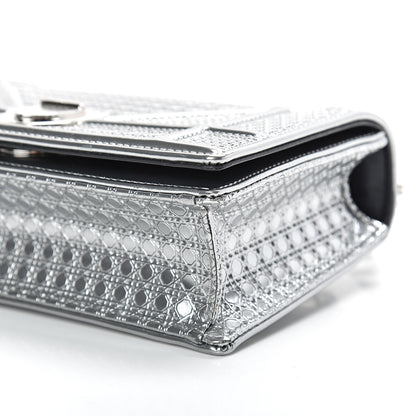 Christian Dior Metallic Patent Micro-Cannage Mini Diorama Flap Bag Silver 11 of 12