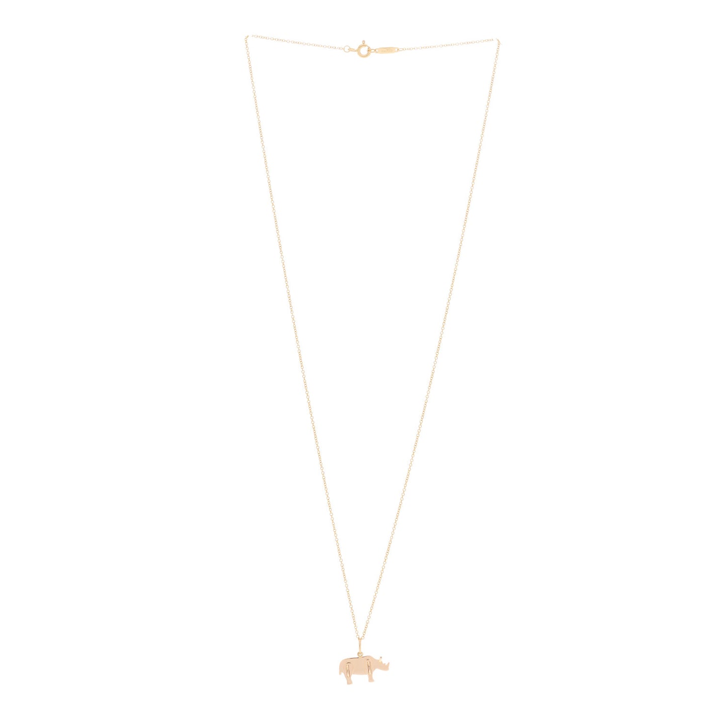 18K Rose Gold Save The Wild Rhino Pendant Necklace