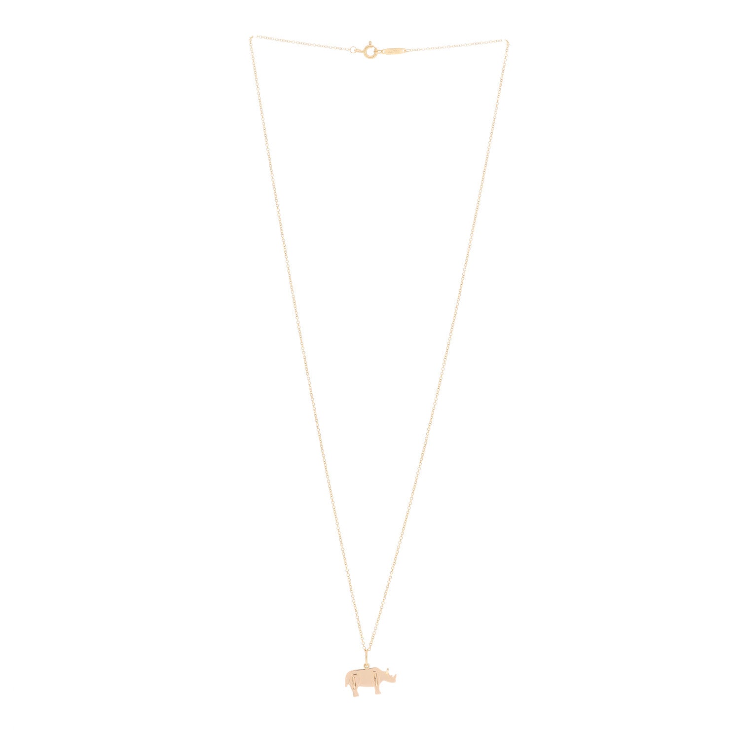 Tiffany 18K Rose Gold Save The Wild Rhino Pendant Necklace 2 of 5