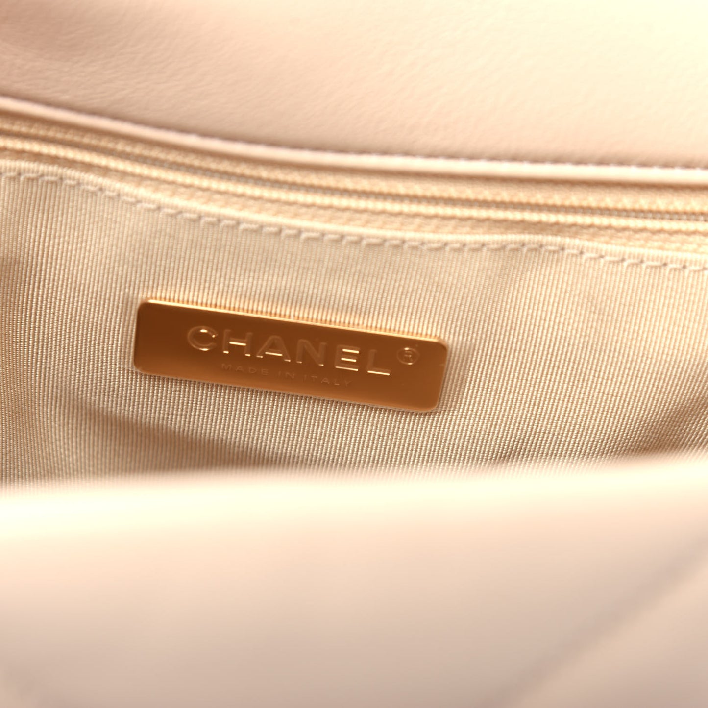 Lambskin Quilted Large Chanel 19 Flap Light Beige