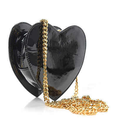 Saint Laurent Patent Small Love Heart Chain Bag Black 2 of 9