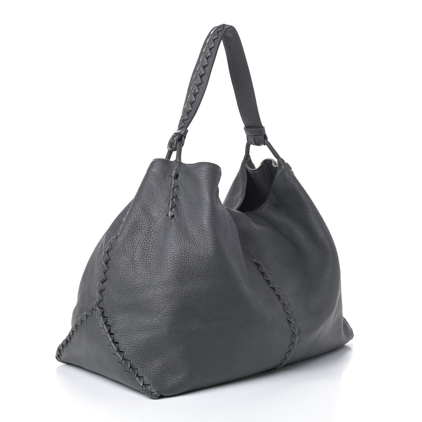 Washed Cervo Deerskin Shoulder Bag New Light Grey