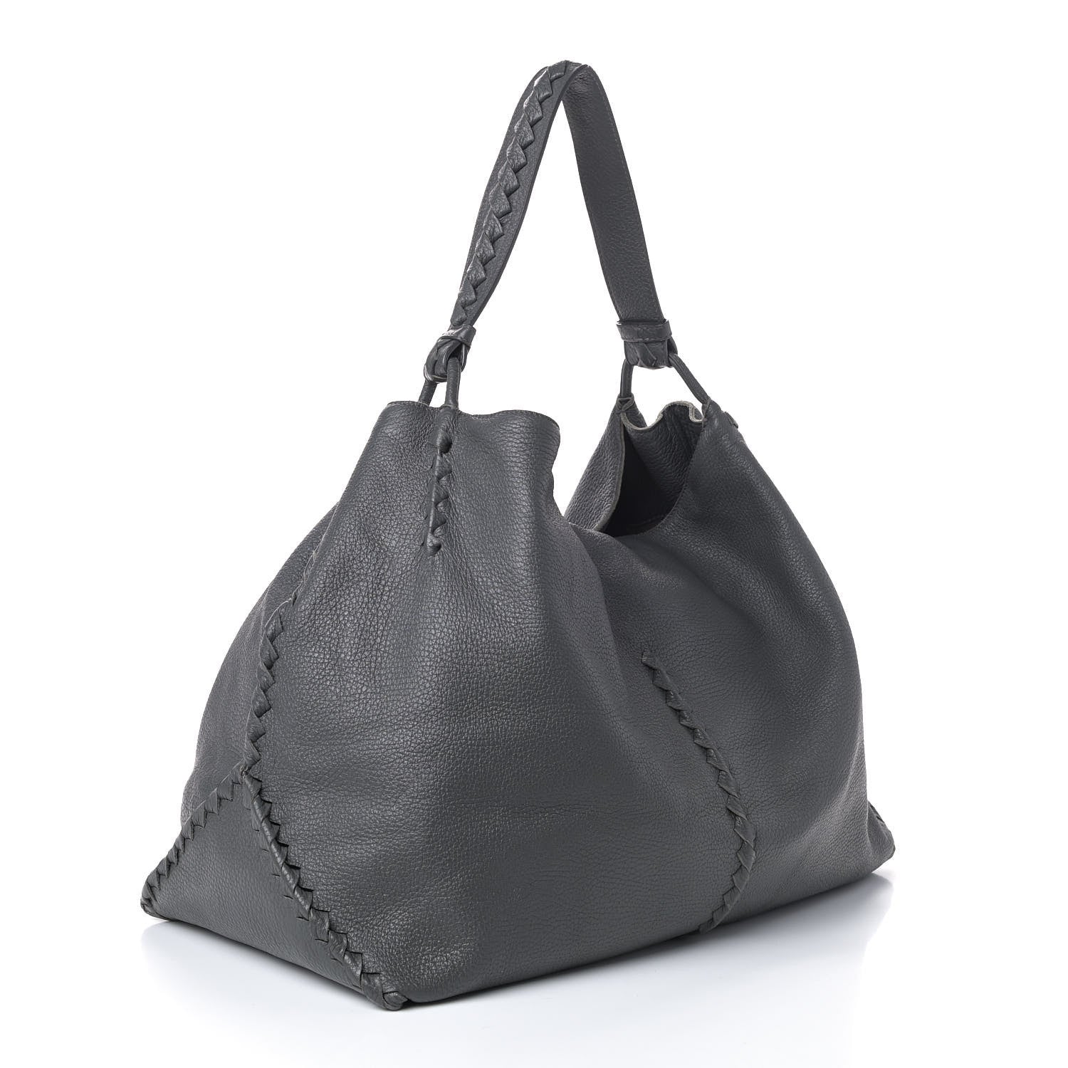 Bottega Veneta Washed Cervo Deerskin Shoulder Bag New Light Grey 2 of 7