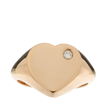Tiffany 18K Rose Gold Diamond Heart Signet Ring 45 3.25 1 of 4