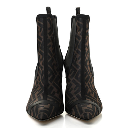 Fendi Mesh Tulle FF Colibri 85mm Ankle Booties 40 Tobacco Moro Black 2 of 7