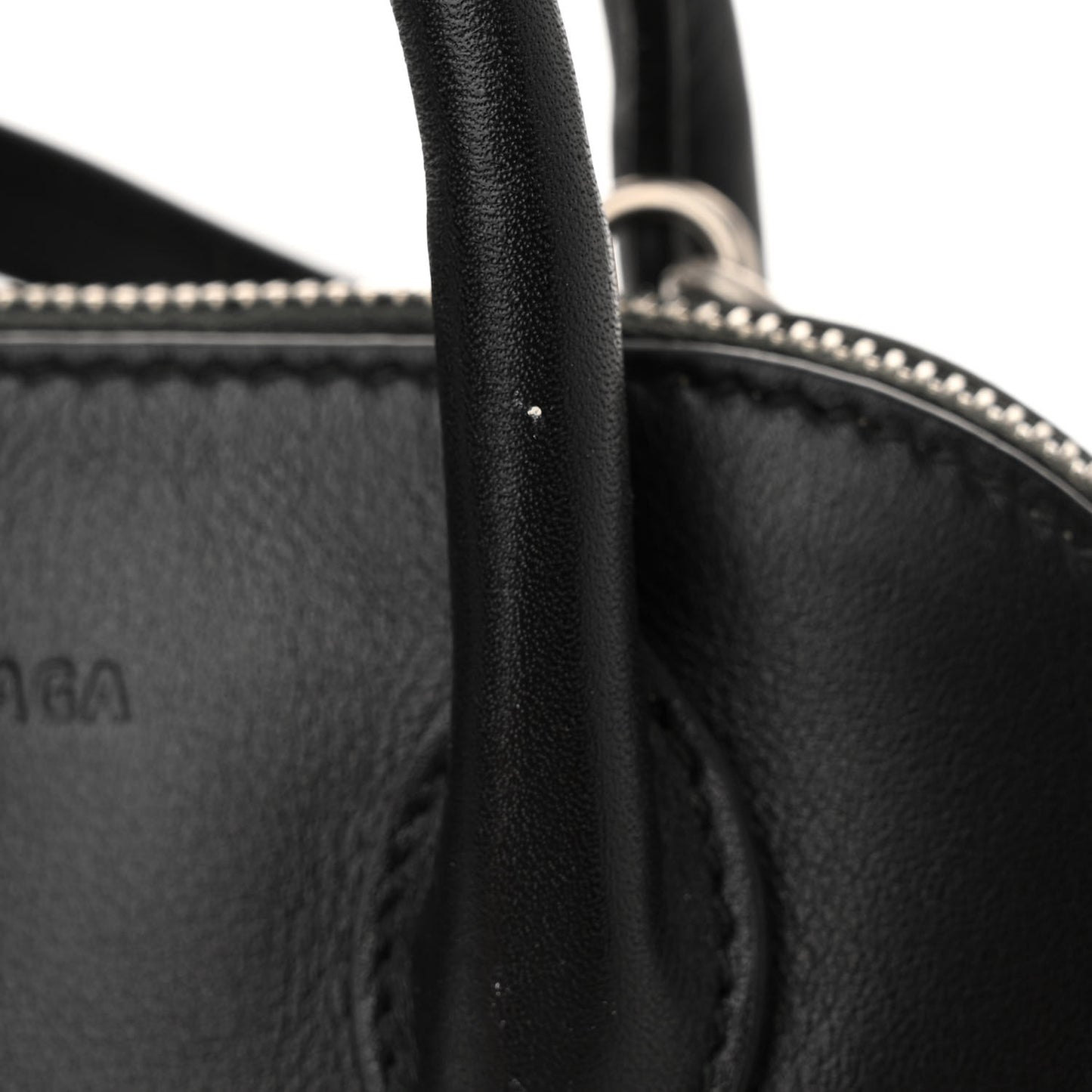 Calfskin Gothic Logo XXS Ville Top Handle Bag Black White