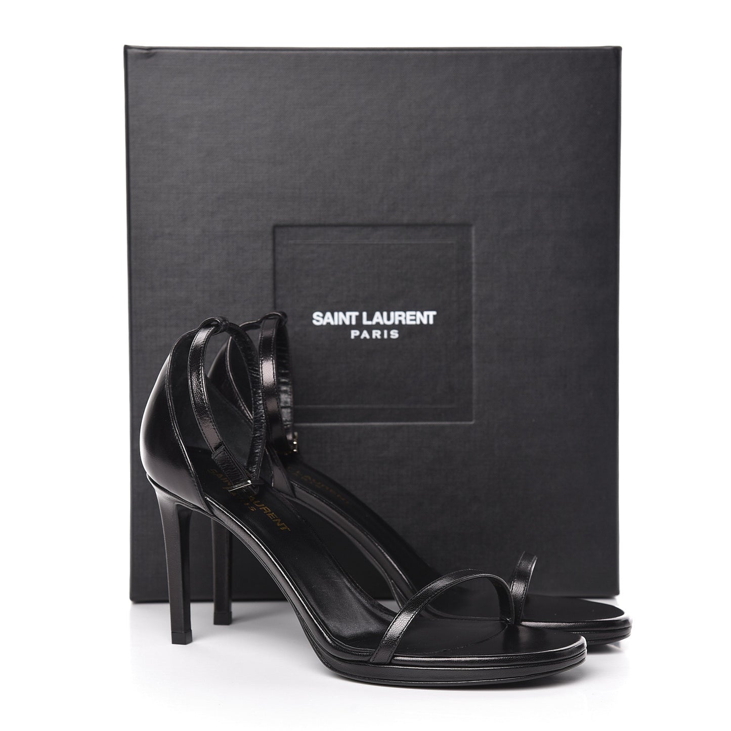 Calfskin Jane 80 Ankle Strap Sandals 38 Black