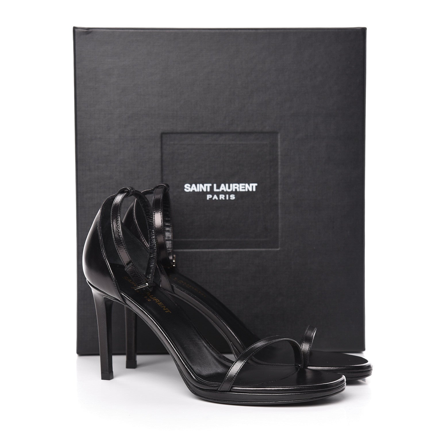 Saint Laurent Calfskin Jane 80 Ankle Strap Sandals 38 Black 11 of 11