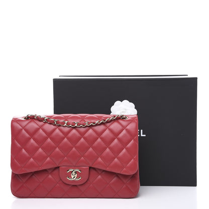 Chanel Lambskin Quilted Jumbo Double Flap Red 11 of 11