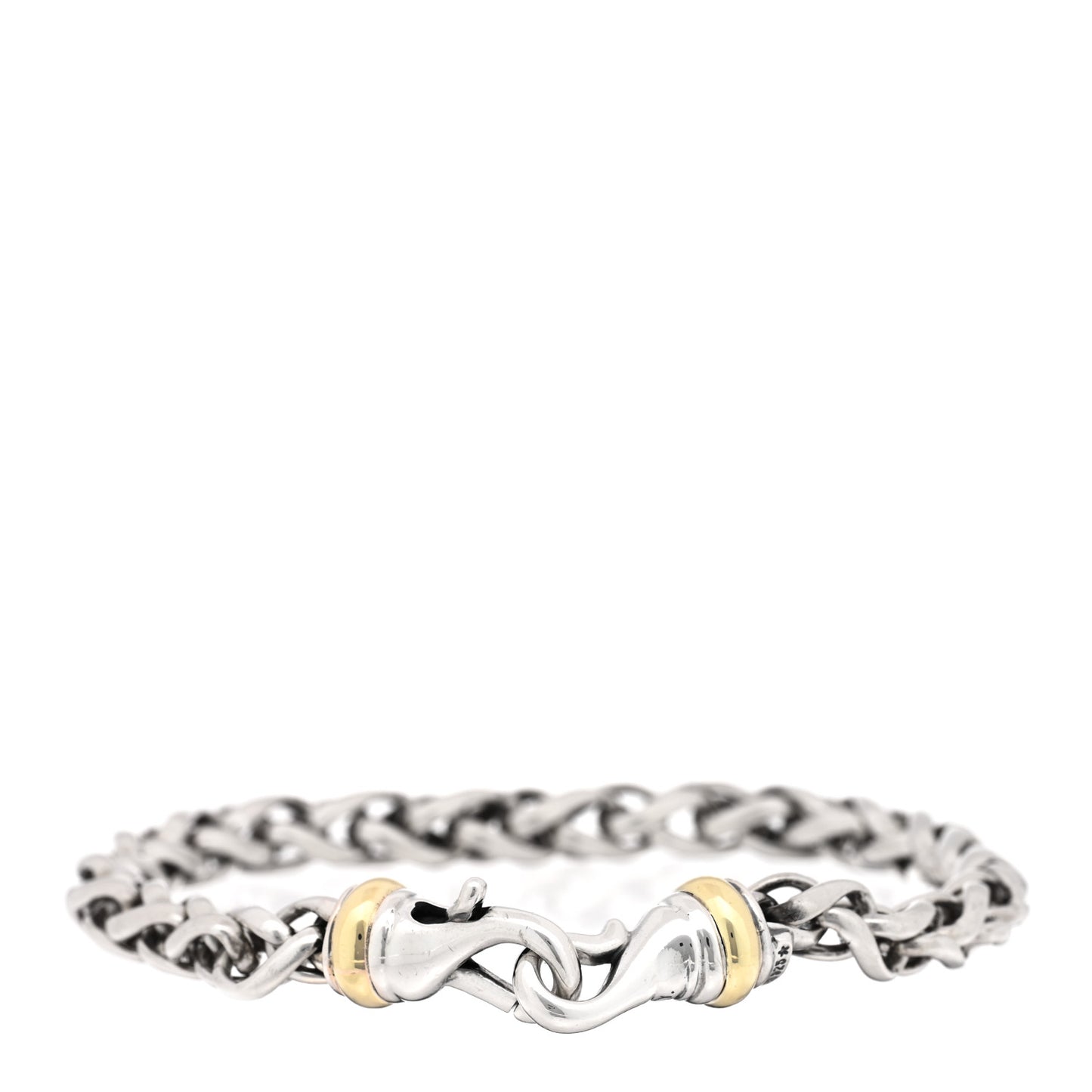 Sterling Silver 14K Yellow Gold 6mm Wheat Chain Bracelet