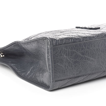 Saint Laurent Crinkled Calfskin Matelasse Monogram Niki Shopper Tote Dark Smog 9 of 10