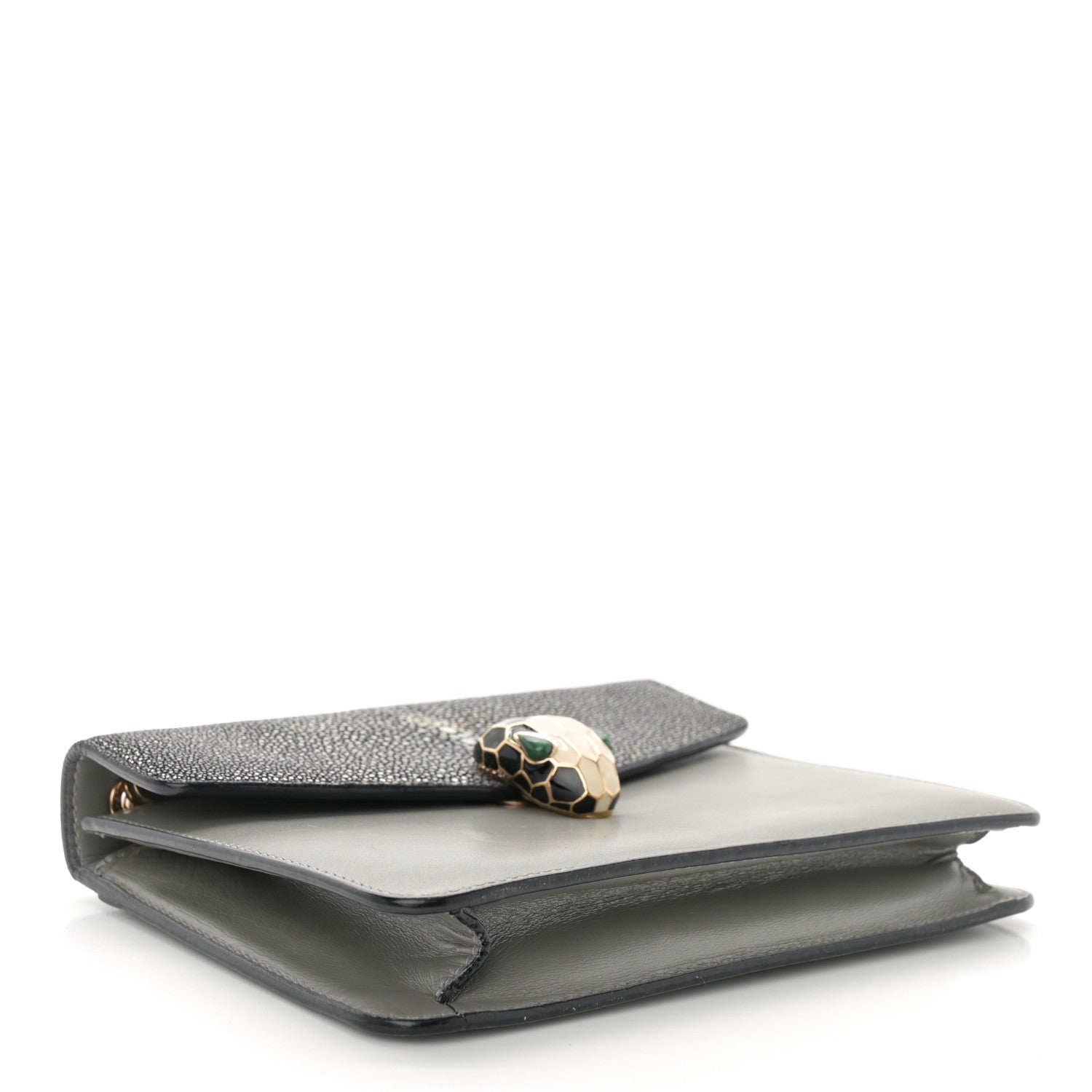 Bulgari Galuchat Calfskin Serpenti Forever Crossbody Bag Grey 4 of 14