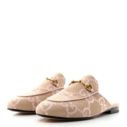 Gucci Monogram Macro GG Nappa Charlotte Womens Princetown Slippers 39 Beige Perfect Pink 3 of 10