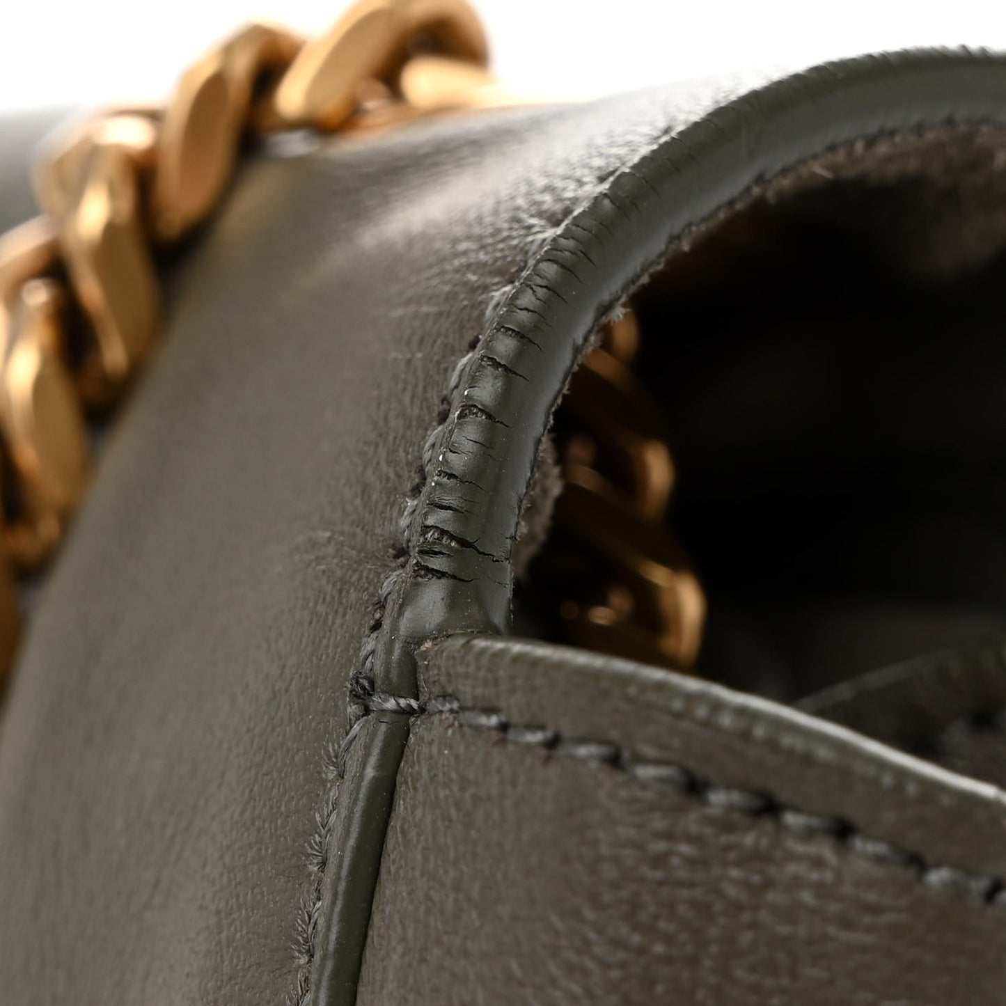 Smooth Calfskin Suede Medium Reversible Monogram Kate Satchel Olive