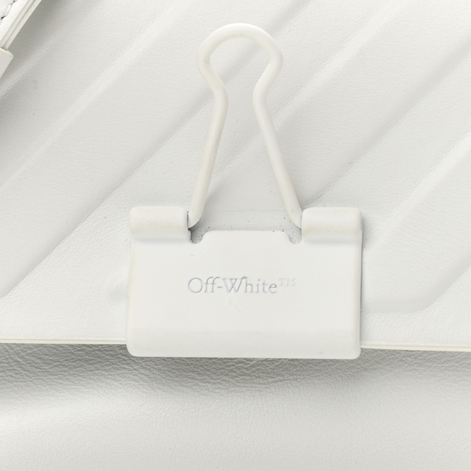 Off-White Calfskin Striped Diag Binder Flap Bag White 7 of 11