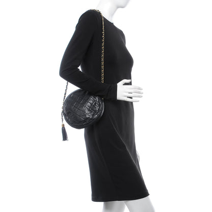 Chanel Lambskin Quilted Round Tassel Crossbody Bag Black 2 of 8