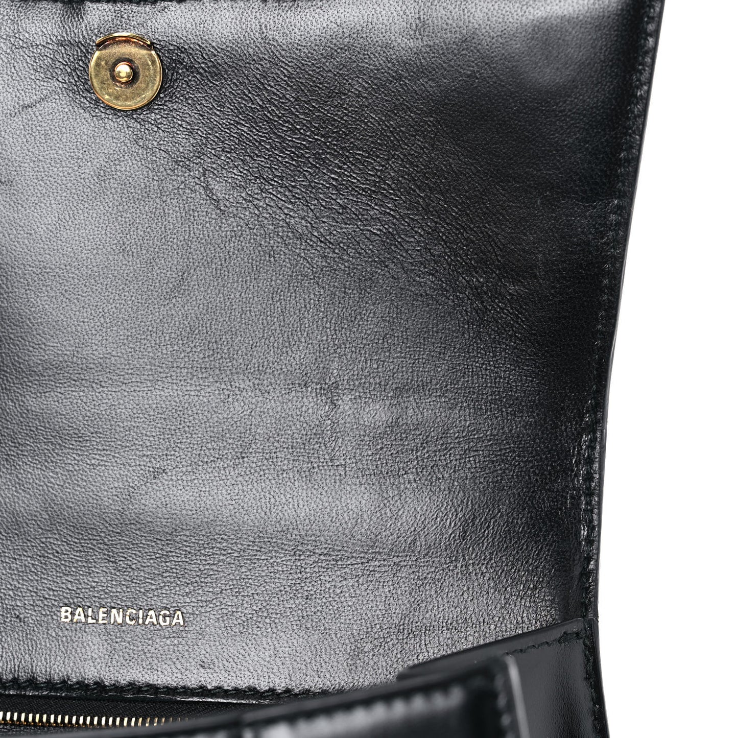 Shiny Box Calfskin Small Hourglass Top Handle Bag Black