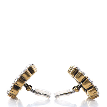 Gucci Metal Crystal Double G Clip On Earrings Aged Gold 3 of 4