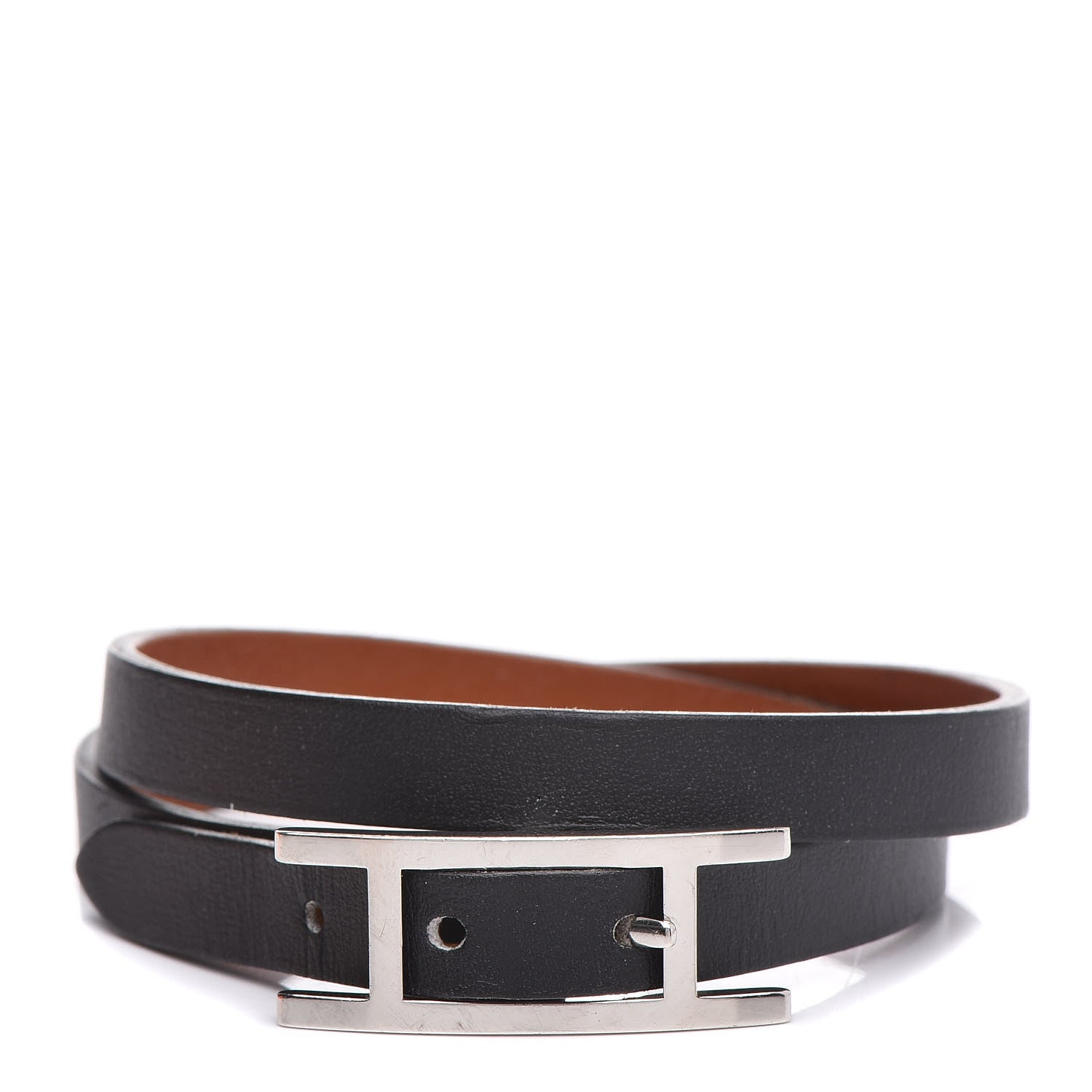 Hermes Swift Behapi Double Tour Bracelet M Black Gold 1 of 7