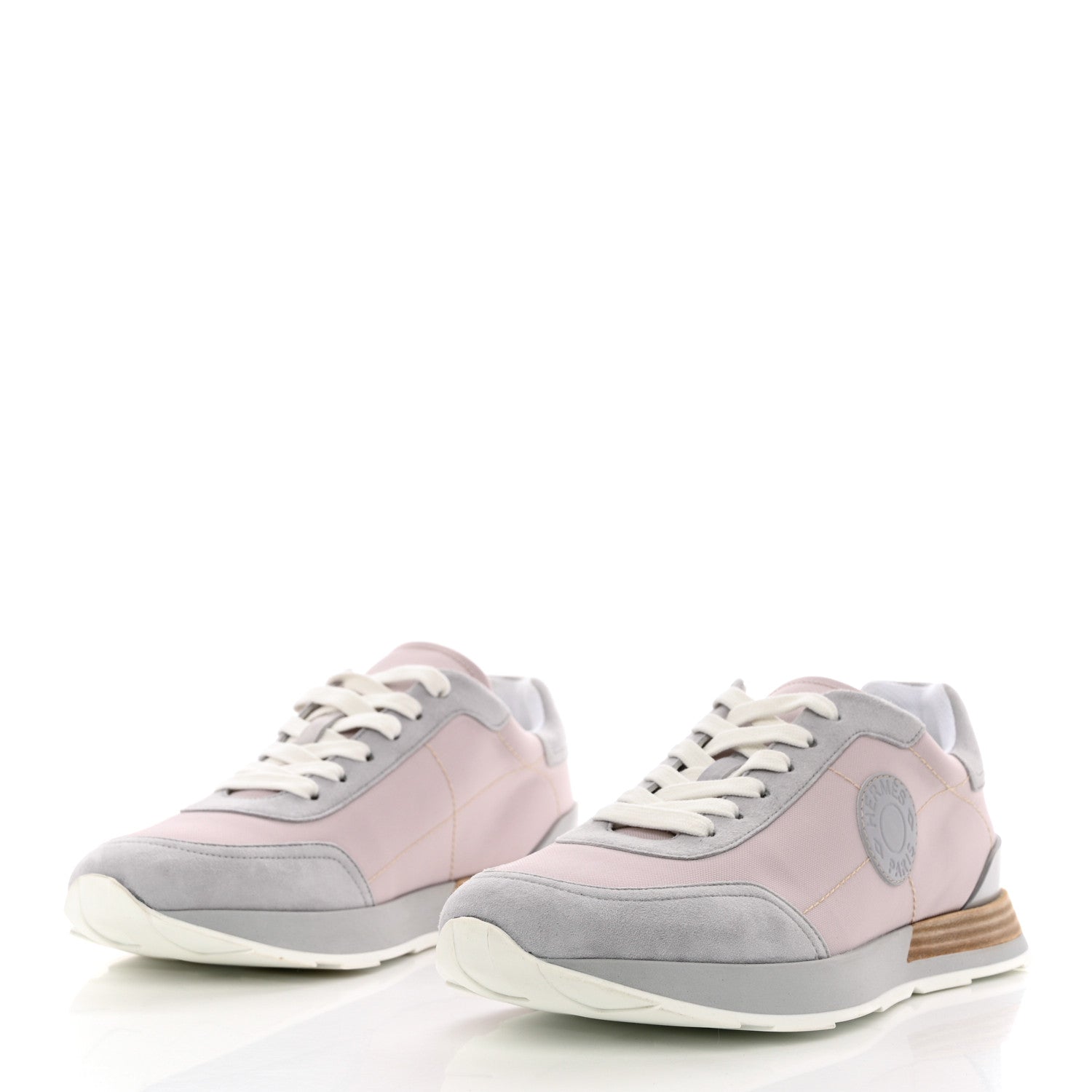 Hermes Technical Canvas Suede Goatskin Drive Sneakers 40 Rose Aube 3 of 8