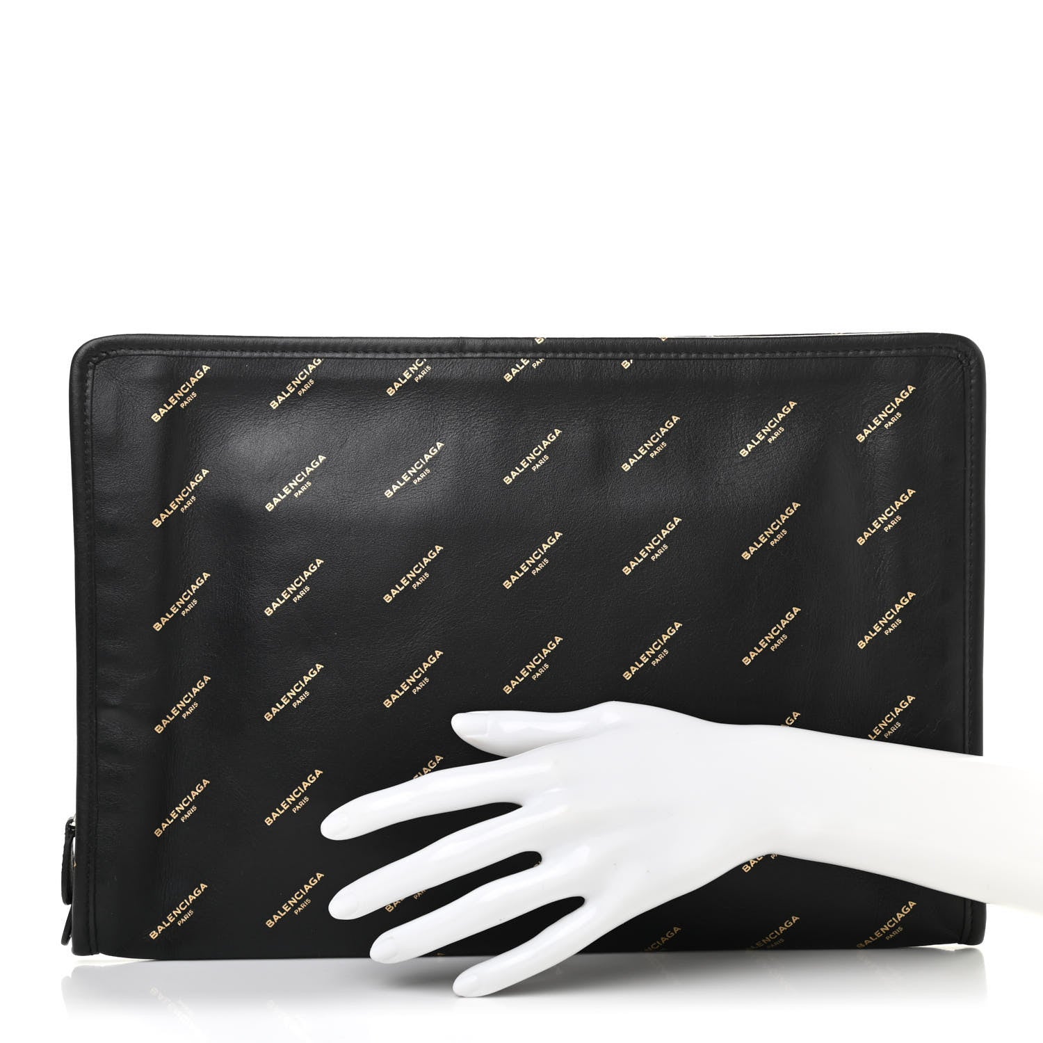 Balenciaga Agneau Allover Logo Pouch Black 2 of 9