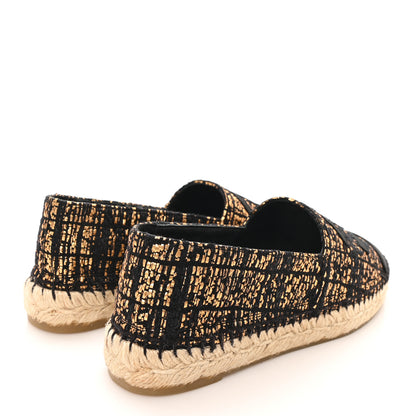 Chanel Metallic Tweed Grosgrain CC Espadrilles 38 Gold Black 5 of 11