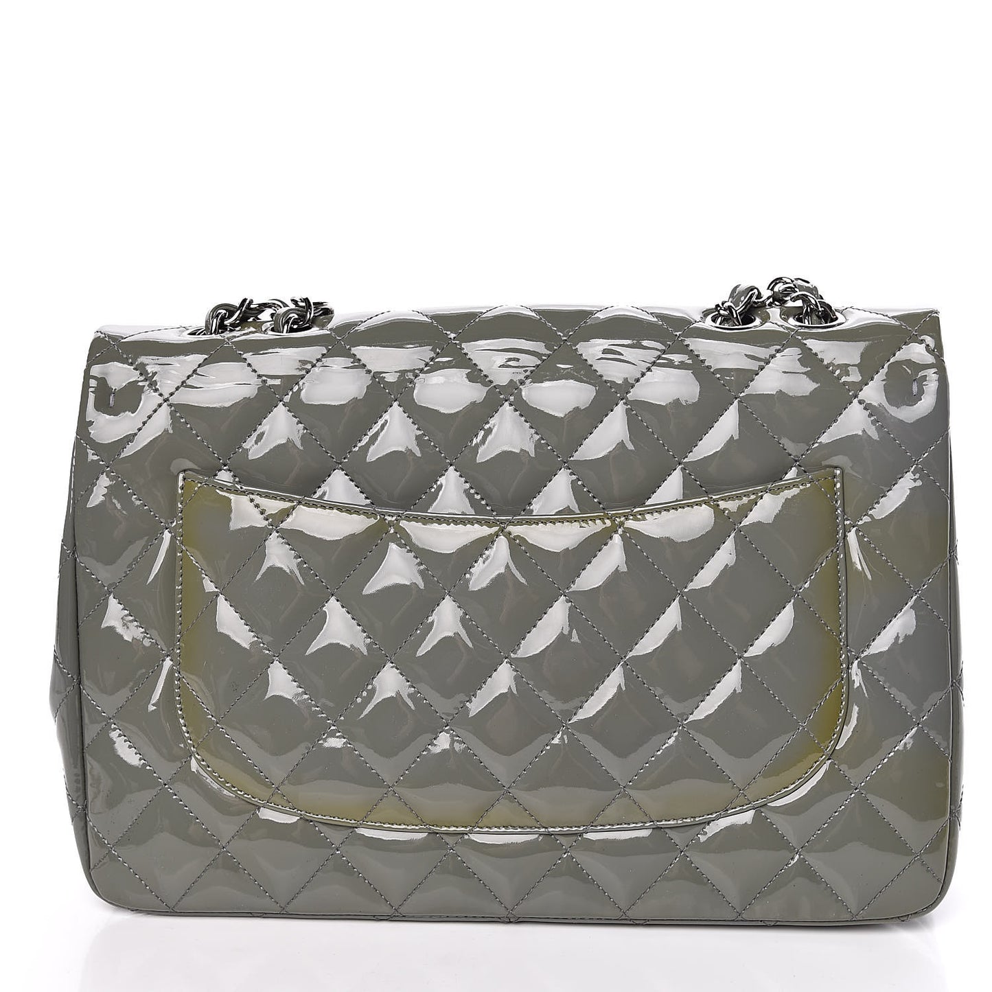 Patent Quilted Jumbo Single Flap Grey