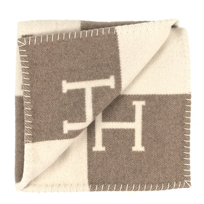 Hermes Wool Cashmere Avalon Baby Blanket Noisette Moyen White 2 of 3