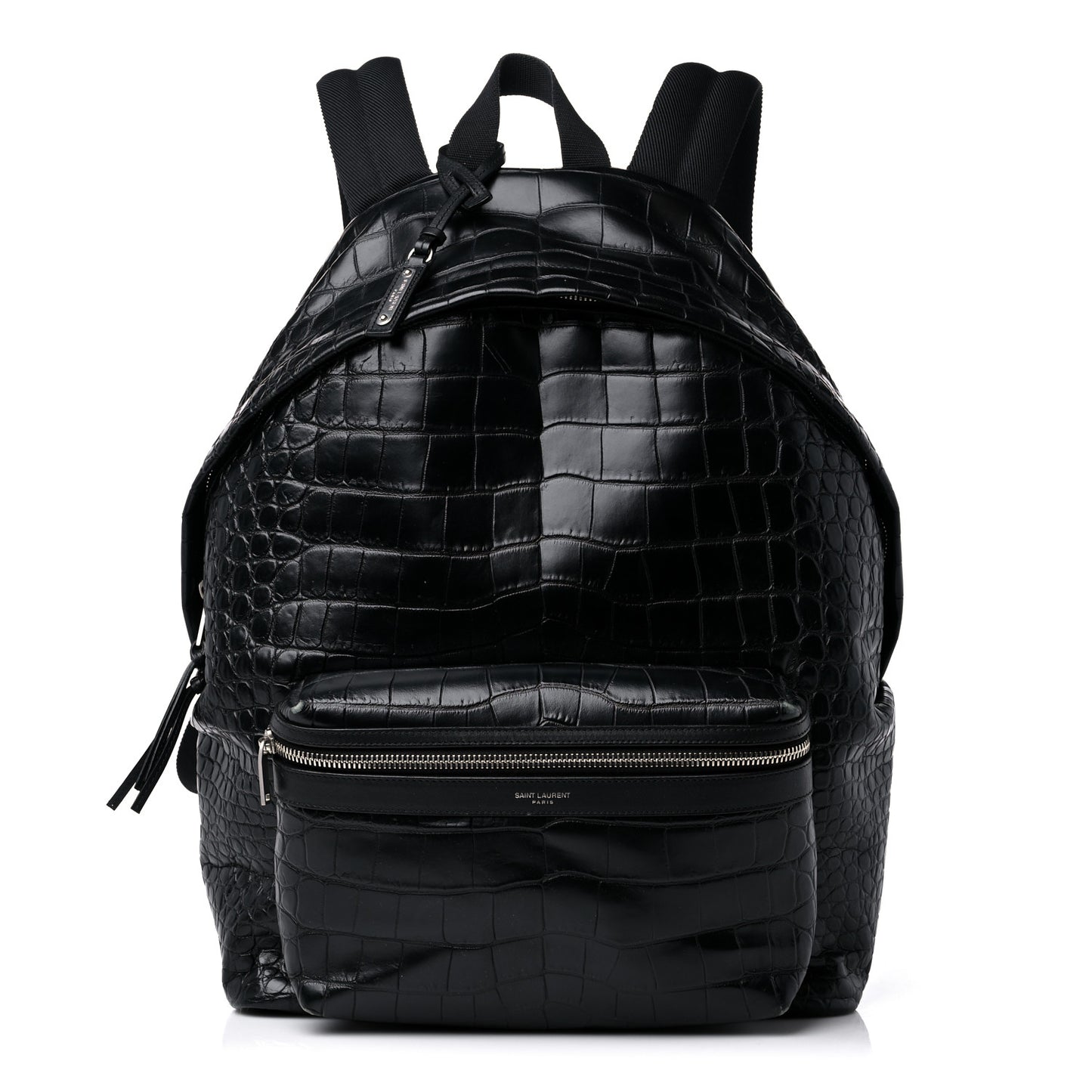 Calfskin Crocodile Embossed City Backpack Black