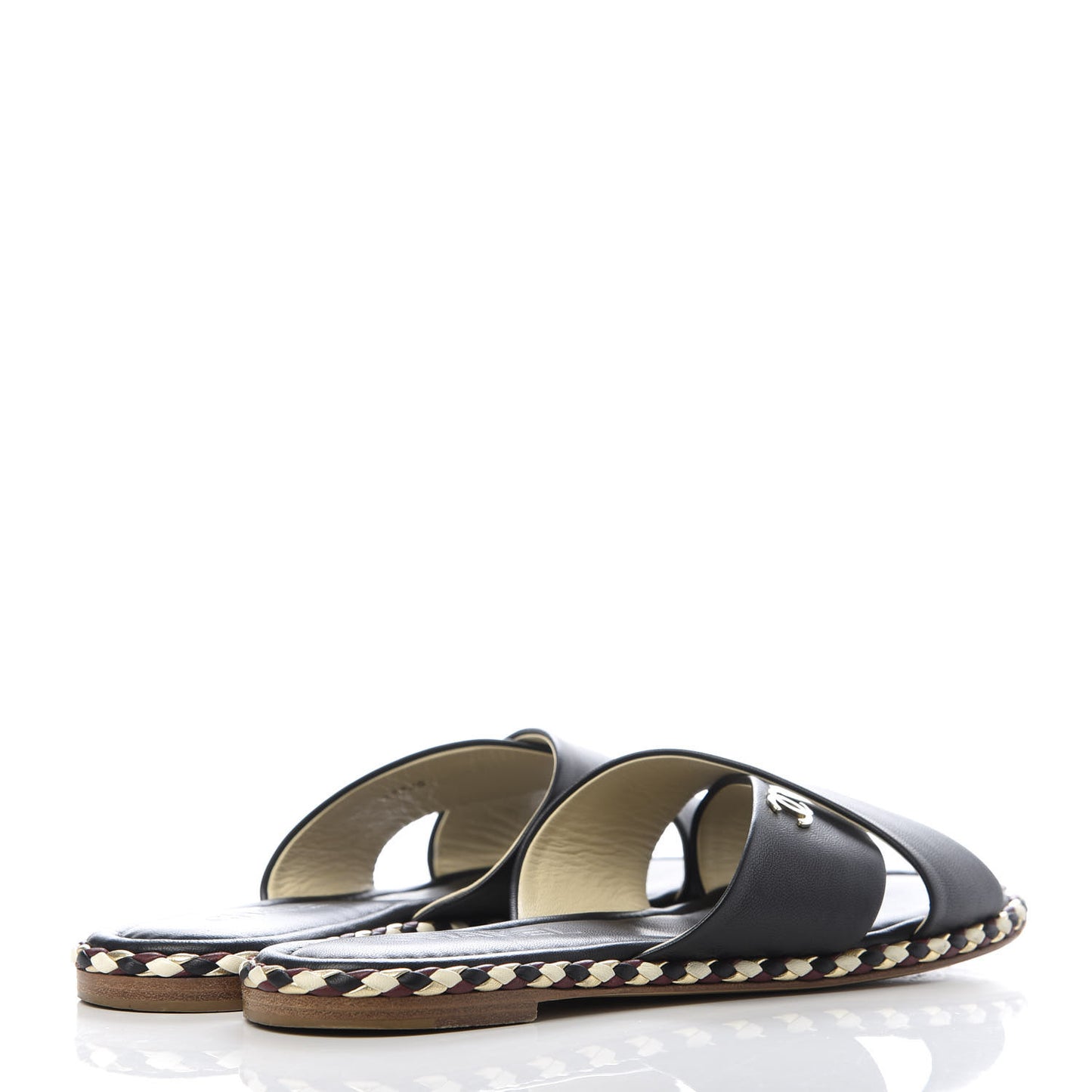 Lambskin Braided Mule Sandals 39 Black