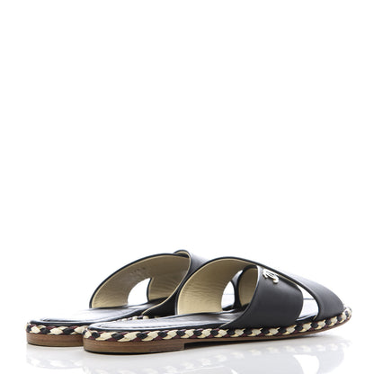 Chanel Lambskin Braided Mule Sandals 39 Black 4 of 9