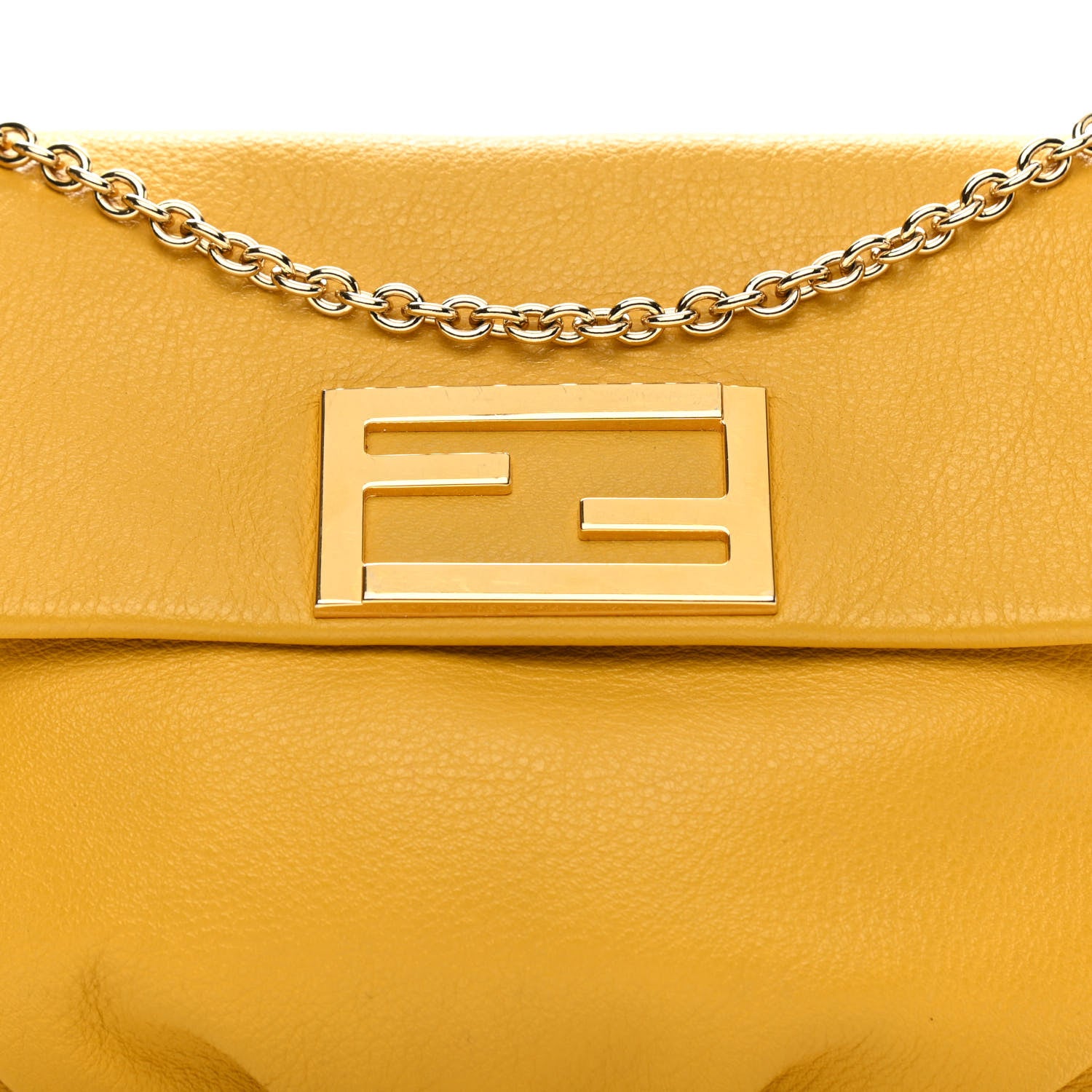Fendi Vitello Flamingo Fendista Pouchette Crossbody Bag Yellow 8 of 10