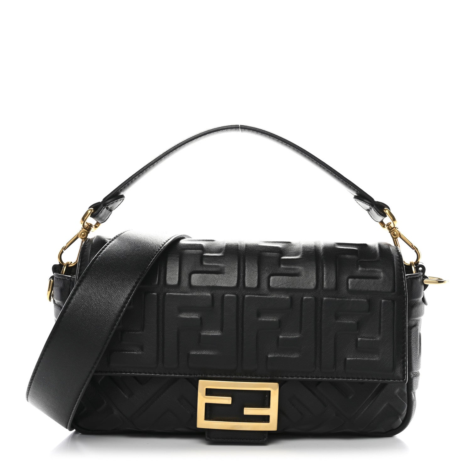 Fendi Nappa FF 1974 Embossed Baguette Black 1 of 11
