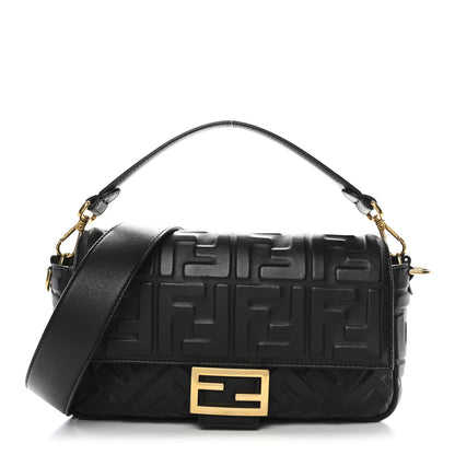 Fendi Nappa FF 1974 Embossed Baguette Black 1 of 11