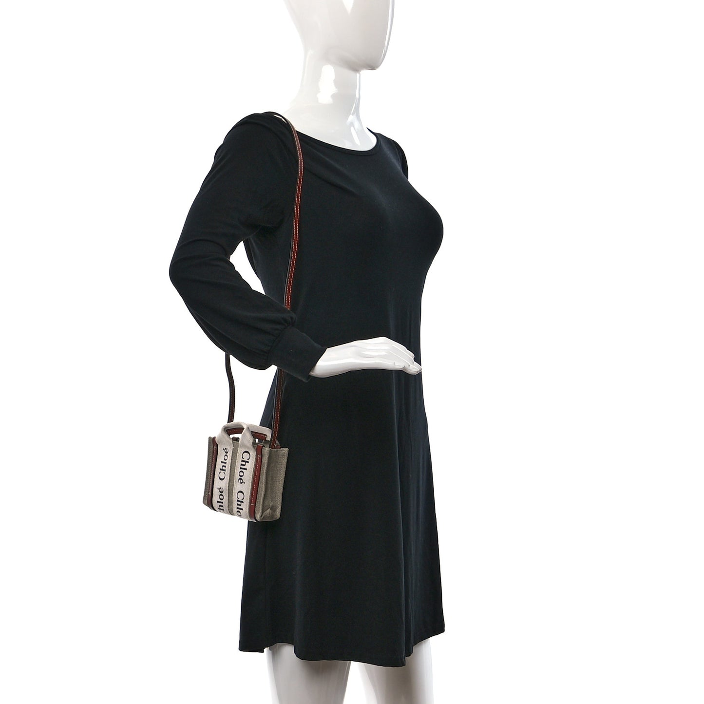 Cotton Calfskin Nano Woody Ribbon Tote White Brown