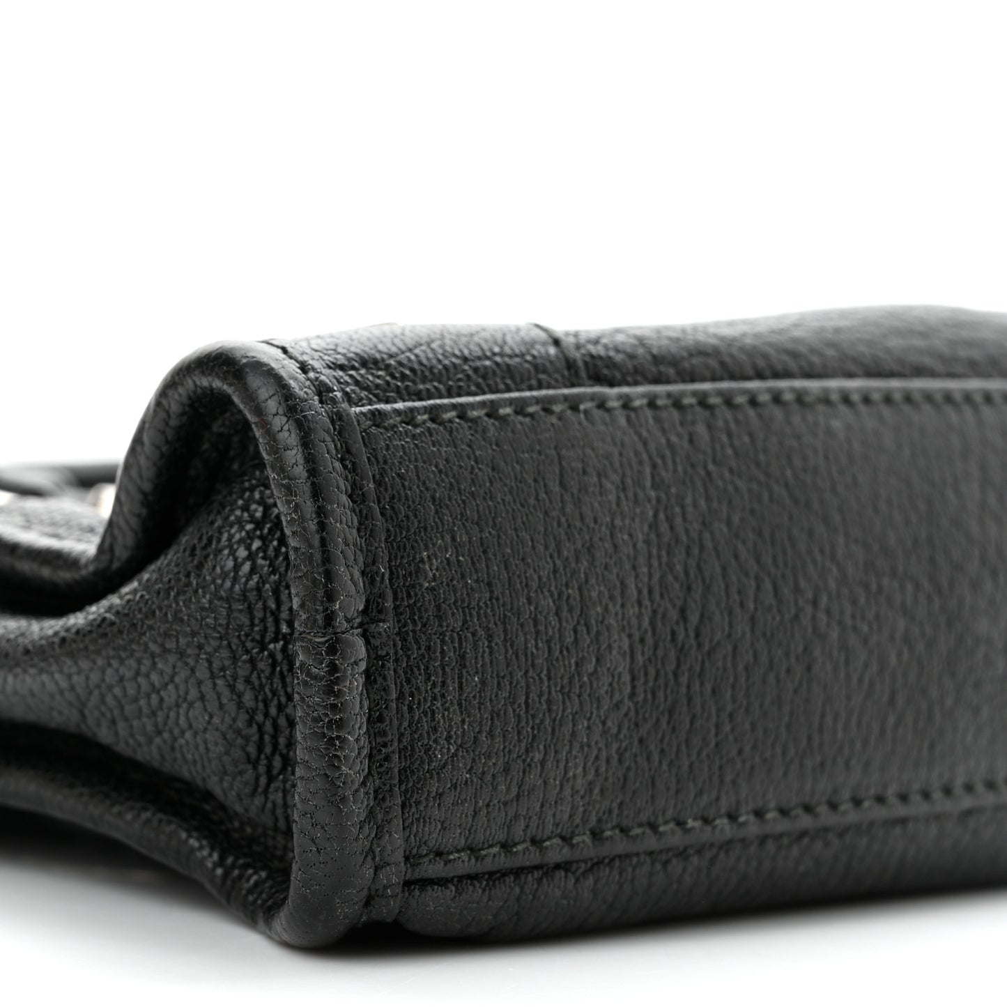 Chevre Silver Metallic Edge Hardware Nano City Black
