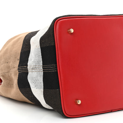 Burberry Canvas Mega Check Medium Ashby Hobo Cadmium Red 10 of 13